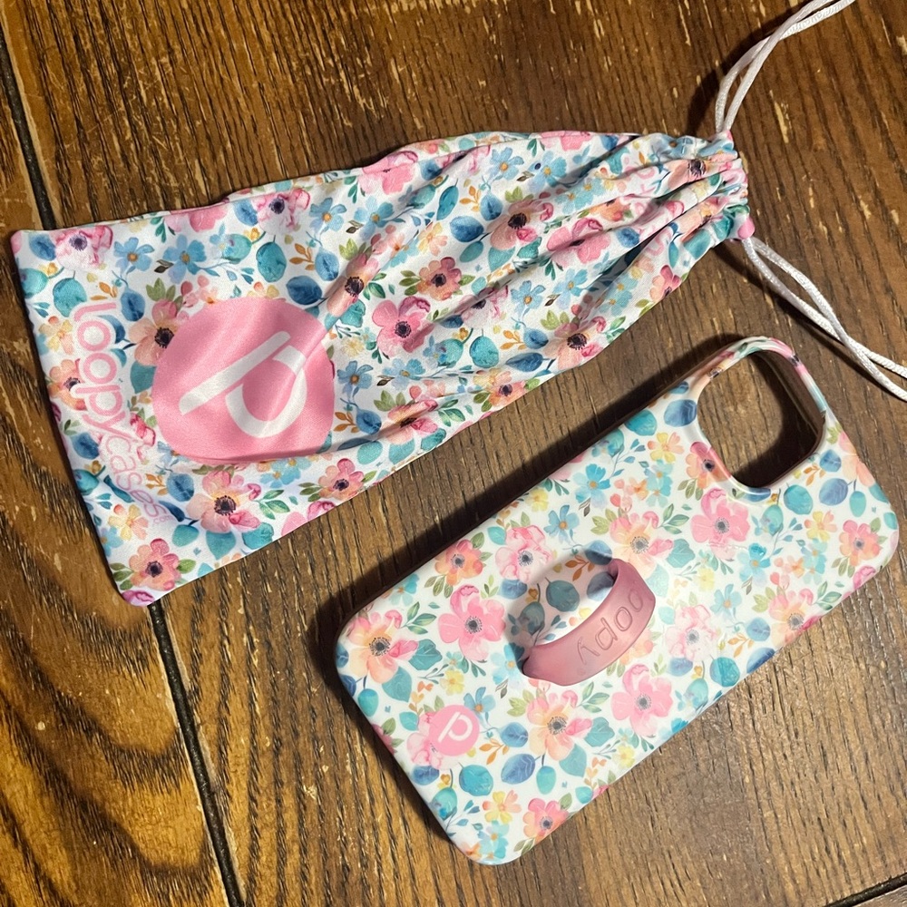 Loopy Case Floral Phone Case and Pouch - Pink and Blue iphone 13/14